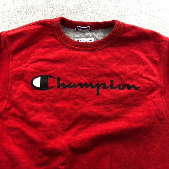 Champion Mens Sweatshirt Small Crew Neck Pullover Activewear Red Casual Classic - Picture 7 of 13
